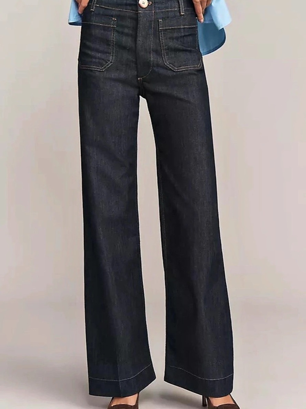 Maeve The Colette Cropped Wide-Leg Jeans Blue Waist 25